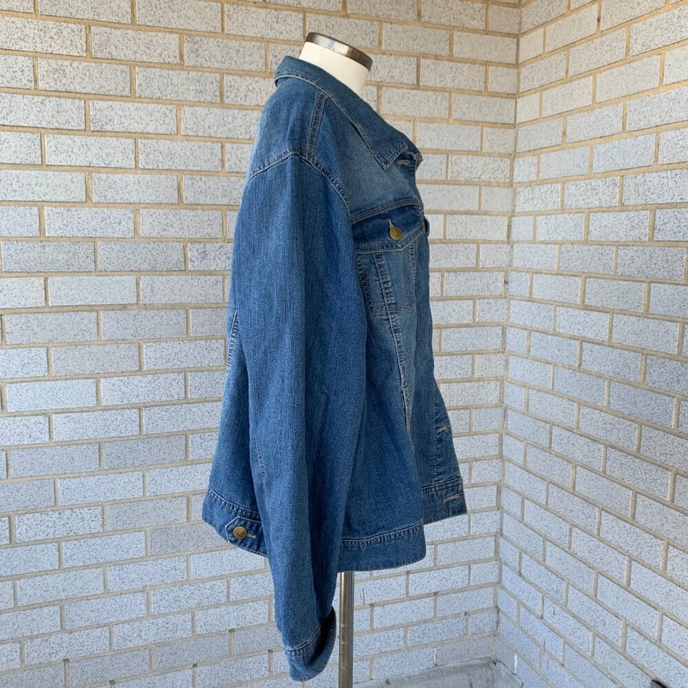 D. JEANS DENIM JACKET SIZE 3X 79% COTTON POLYESTER SPANDEX - Picture 5 of 10